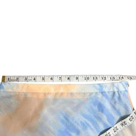 𝅺emory Park Midi‎ Skirt Blue Peach Size L - Picture 8 of 9